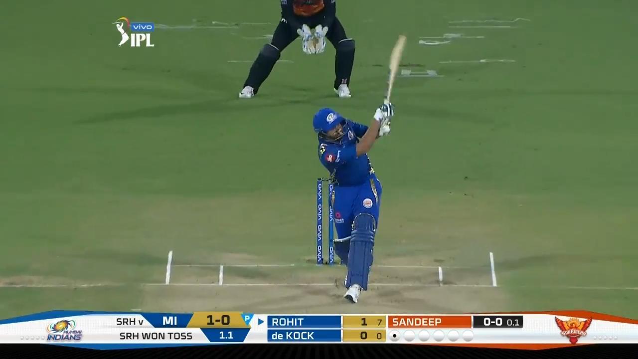 M19: SRH vs MI – Rohit Sharma Six
