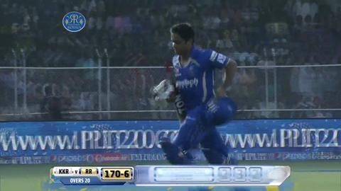 M25: RR vs KKR– Rajat Bhatia Six