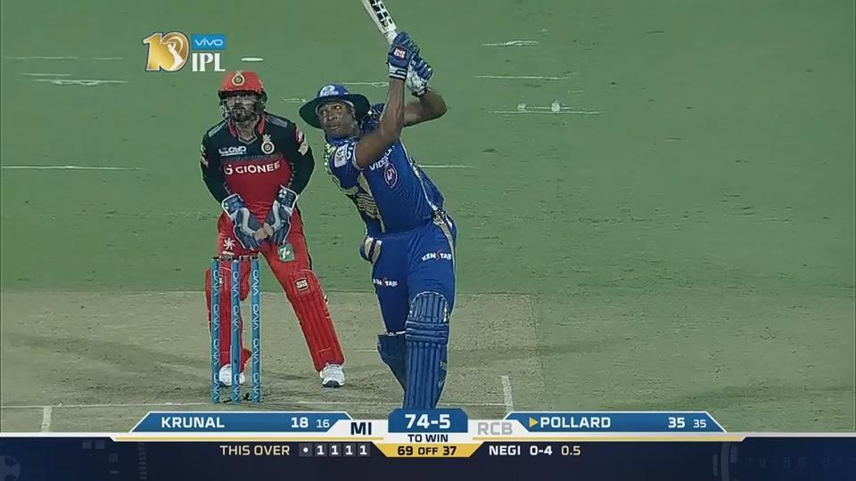 M12: RCB vs MI – Kieron Pollard Six