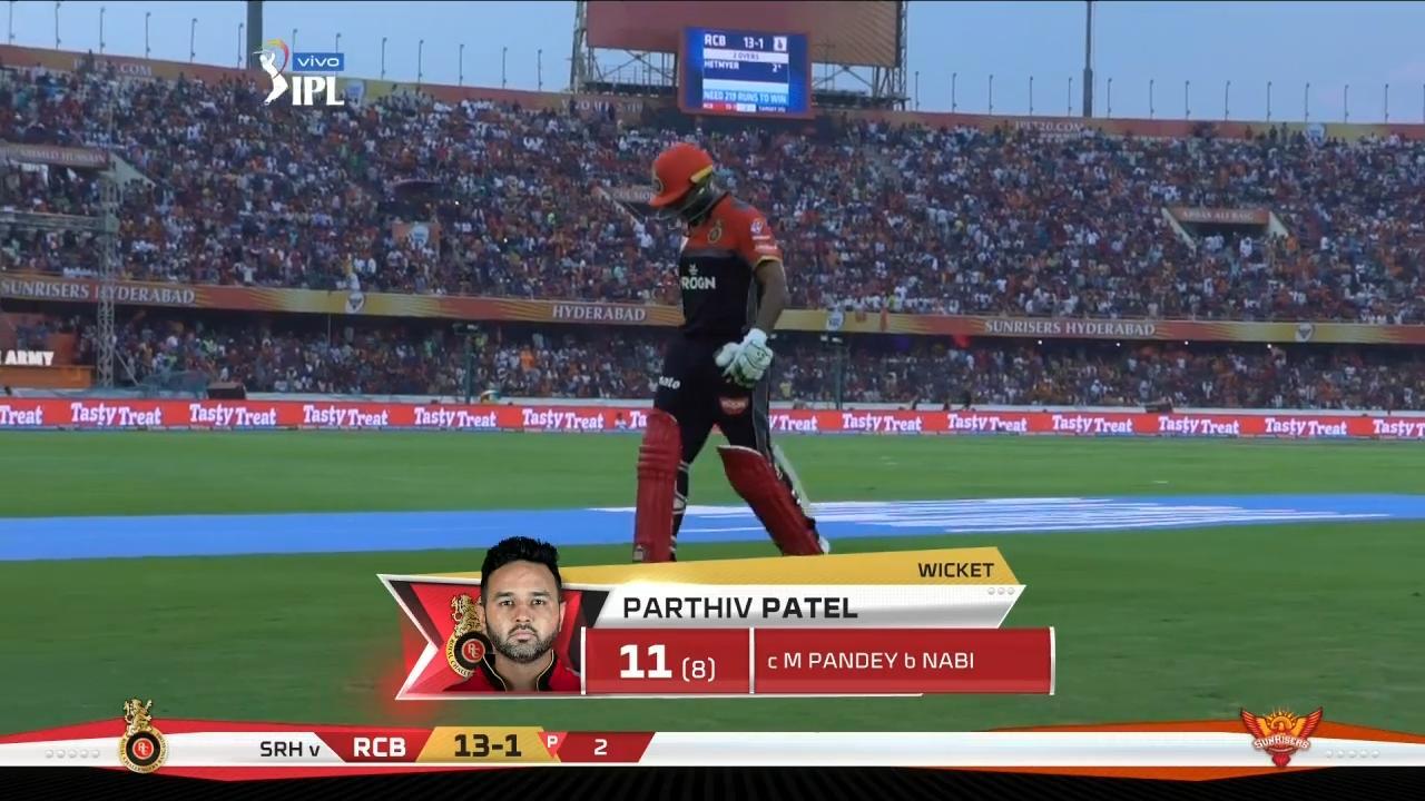 M11: SRH vs RCB – Parthiv Patel Wicket