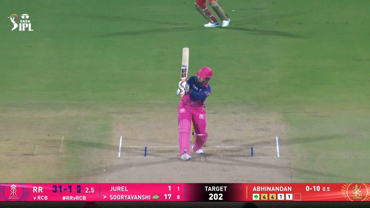 IPL 2026 M16: RR vs RCB - Vaibhav Sooryavanshi Six