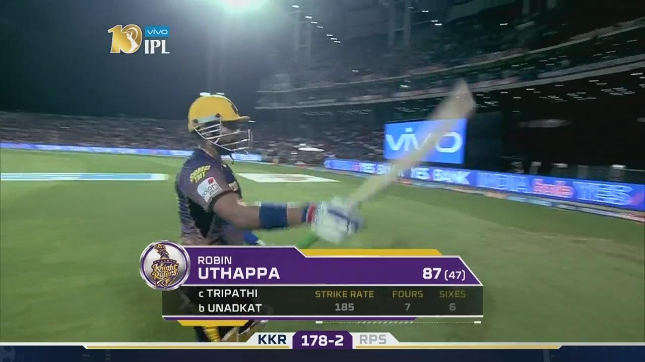 M30: RPS vs KKR – Robin Uthappa Wicket