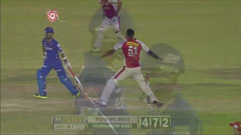 M55: KXIP vs RR – Sanju Samson Six background