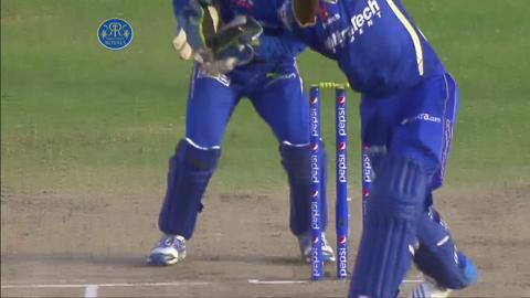 M44: RR vs MI – Sanju Samson Wicket background
