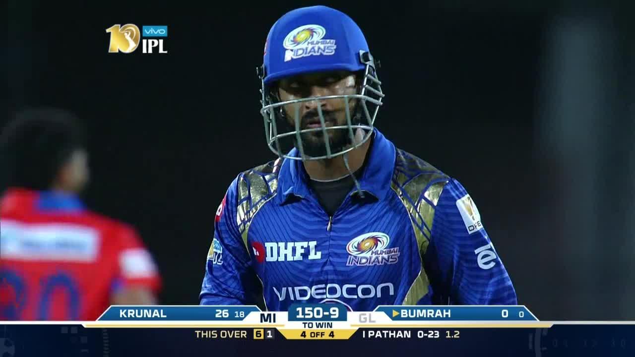 M35: GL vs MI – Jasprit Bumrah Wicket background