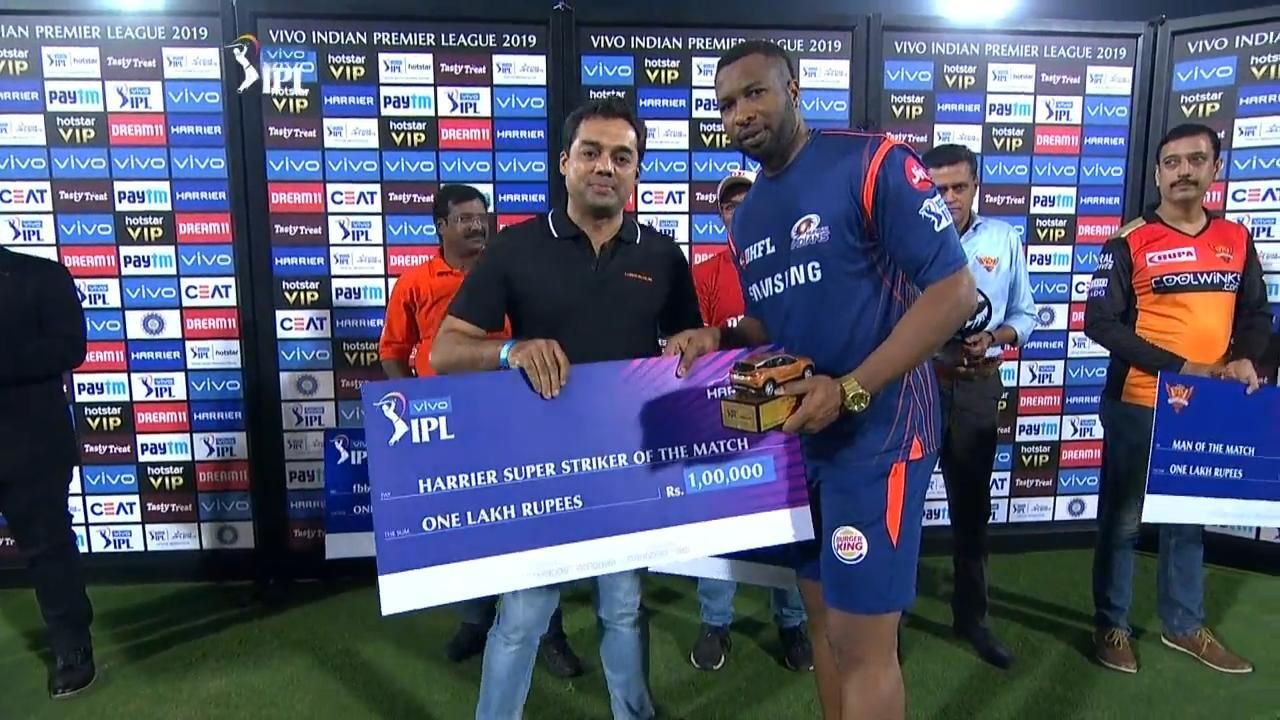 M19: SRH vs MI – Harrier Super Striker of the Match – Kieron Pollard background