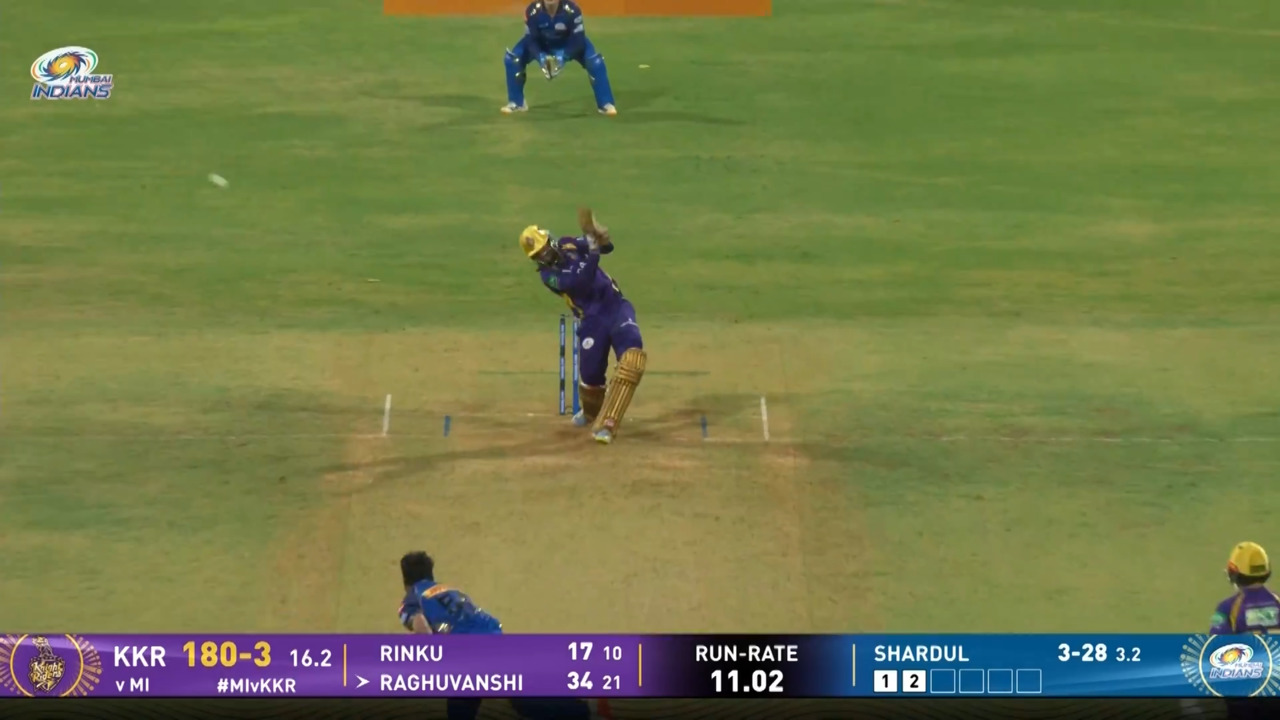 IPL 2026 M02: MI vs KKR - Angkrish Raghuvanshi Six