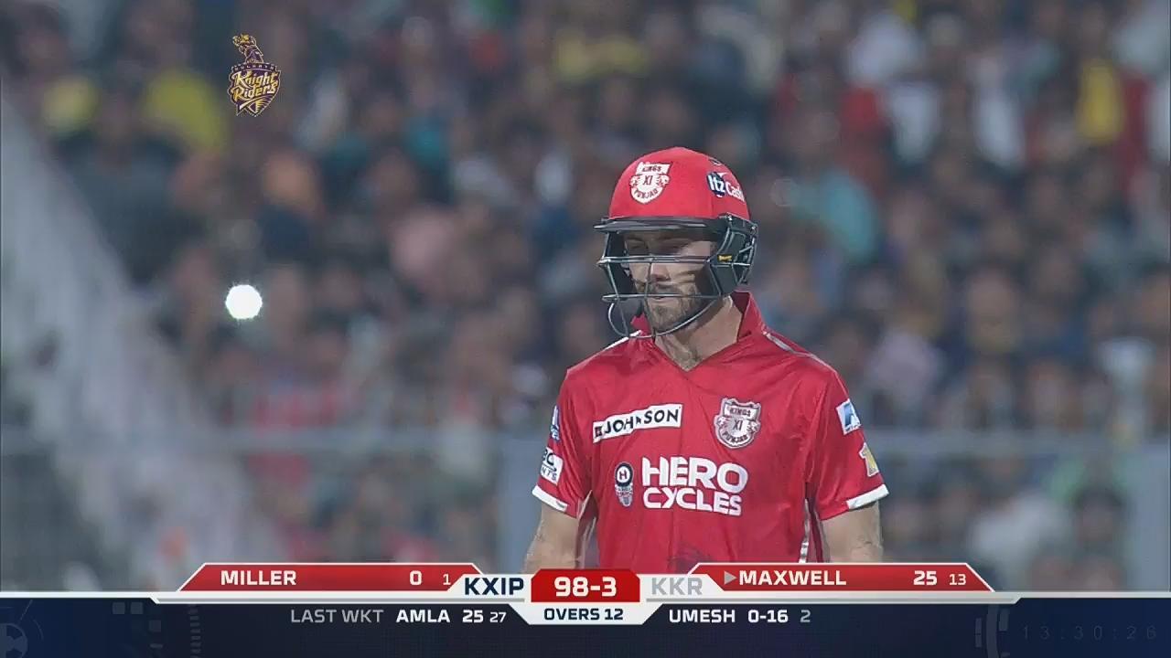 M11: KKR vs KXIP – Glenn Maxwell Wicket