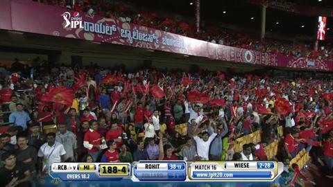 M16: RCB vs MI – Kieron Pollard Wicket