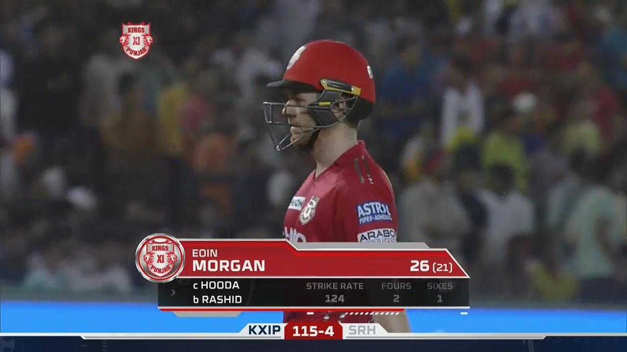 M33: KXIP vs SRH – Eoin Morgan Wicket background
