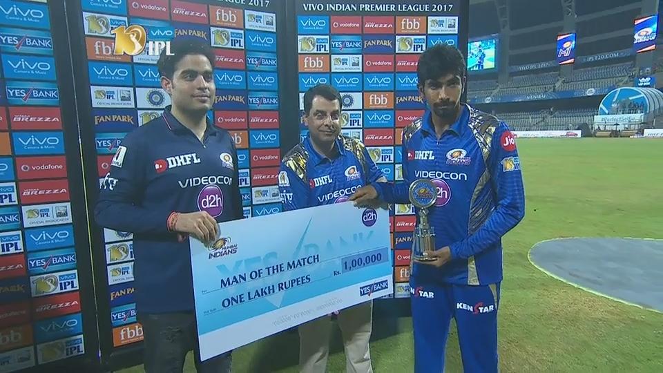 M10: MI vs SRH – Man of the Match – Jasprit Bumrah background