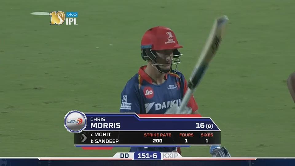 M15: DD vs KXIP – Chris Morris Wicket