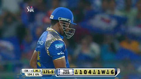 M57: CSK vs MI – Kieron Pollard Six background
