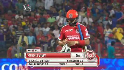 M14: KXIP vs KKR – Murali Vijay Wicket