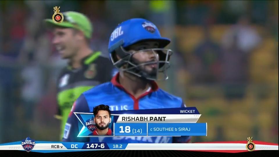 M20: RCB vs DC – Rishabh Pant Wicket