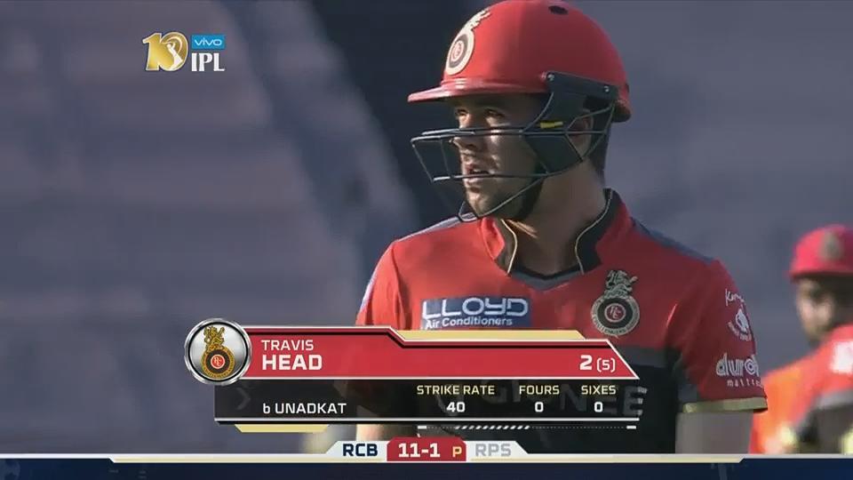M34: RPS vs RCB – Travis Head Wicket