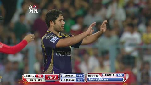 M42: KKR vs DD – Kedar Jadhav Wicket background