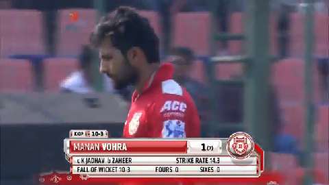M31: DD vs KXIP – Manan Vohra Wicket