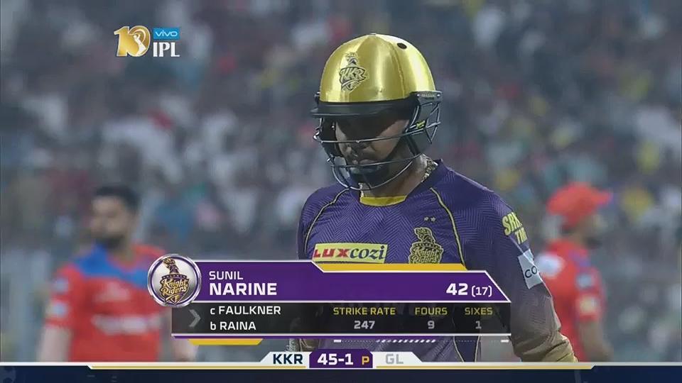 M23: KKR vs GL – Sunil Narine Wicket