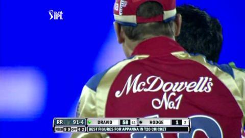 Match 30 RR vs RCB – Dravid's Wicket