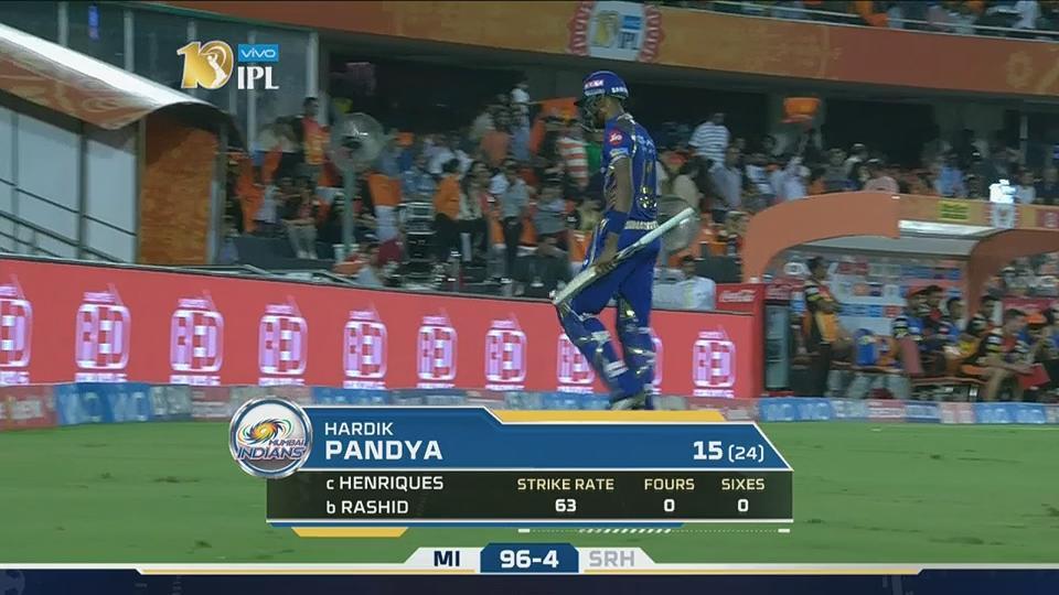 M48: SRH vs MI – Hardik Pandya Wicket