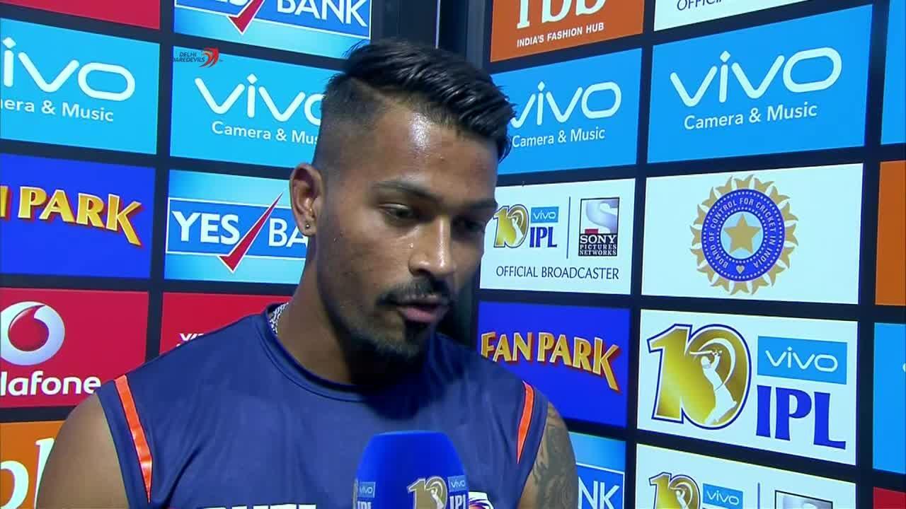 M45: DD vs MI – Hardik Pandya Interview background