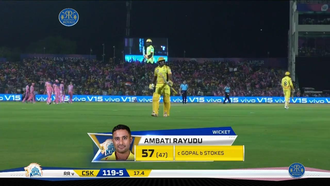 M25: RR vs CSK – Ambati Rayudu Wicket