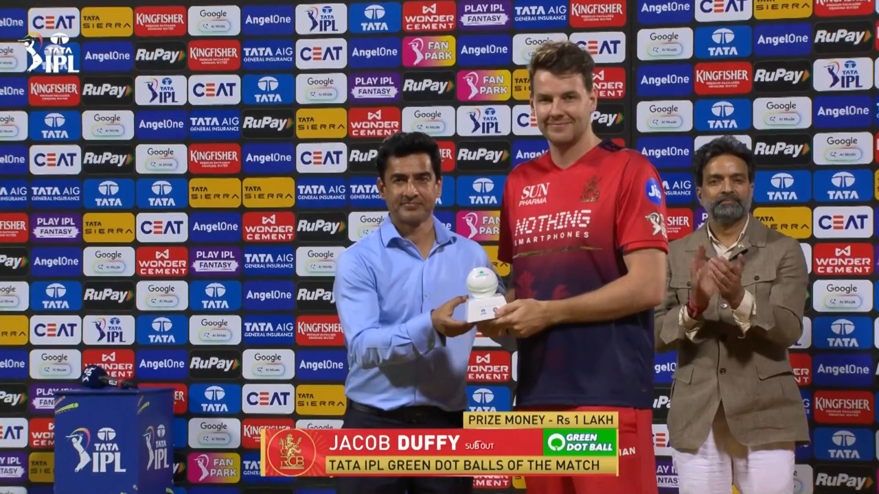 IPL 2026 M01: RCB vs SRH - TATA IPL Green Dot Balls of the Match - Jacob Duffy