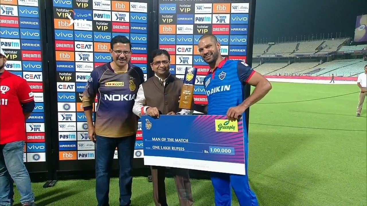 M26: KKR vs DC – Man of the Match – Shikhar Dhawan