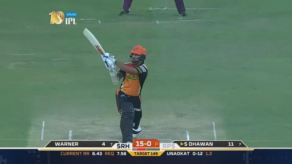 M44: SRH vs RPS – Shikhar Dhawan Six background