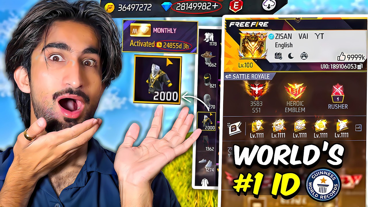 68 Years+ Monthly Membership😱Richest Player Of Free Fire Zisan Vai Yt