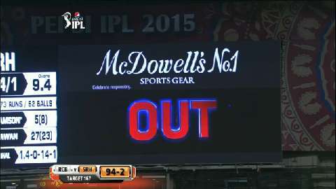 M8: RCB vs SRH – Kane Williamson Wicket