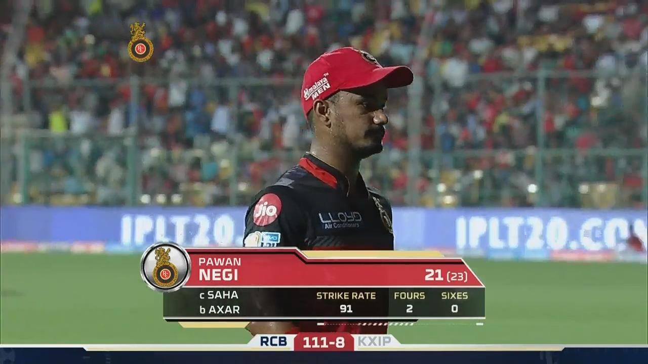 M43: RCB vs KXIP – Pawan Negi Wicket