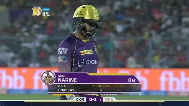 M41: KKR vs RPS – Sunil Narine Wicket