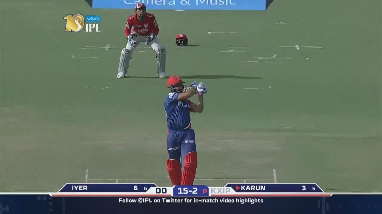M36: KXIP vs DD – Karun Nair Six background