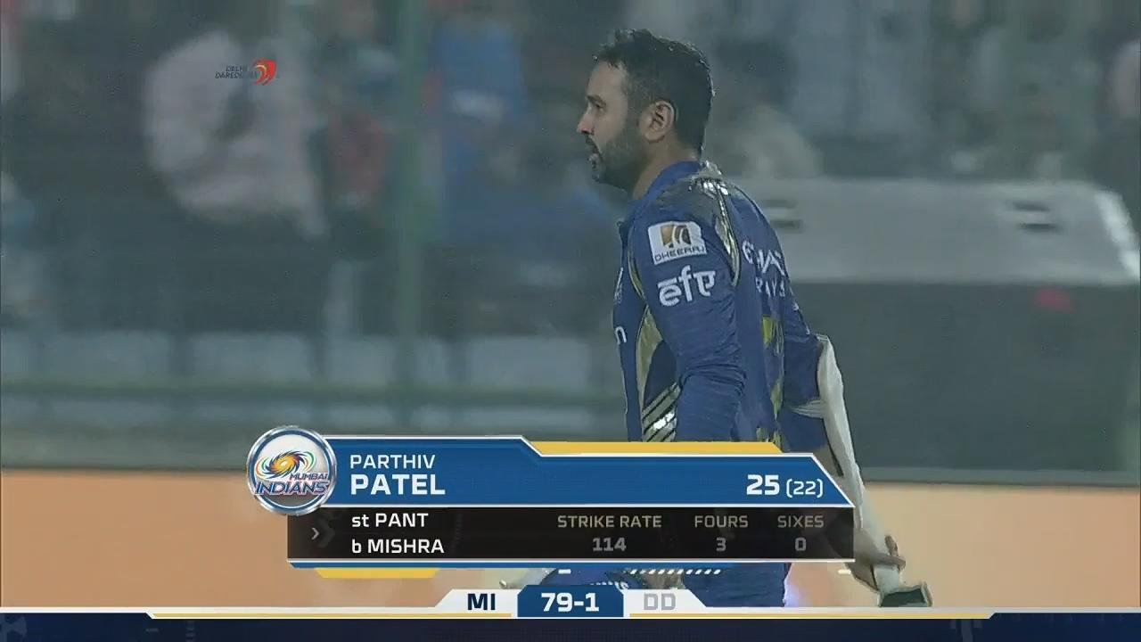 M45: DD vs MI – Parthiv Patel Wicket