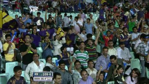 Match 15 KKR vs RR – Goswami's Wicket background