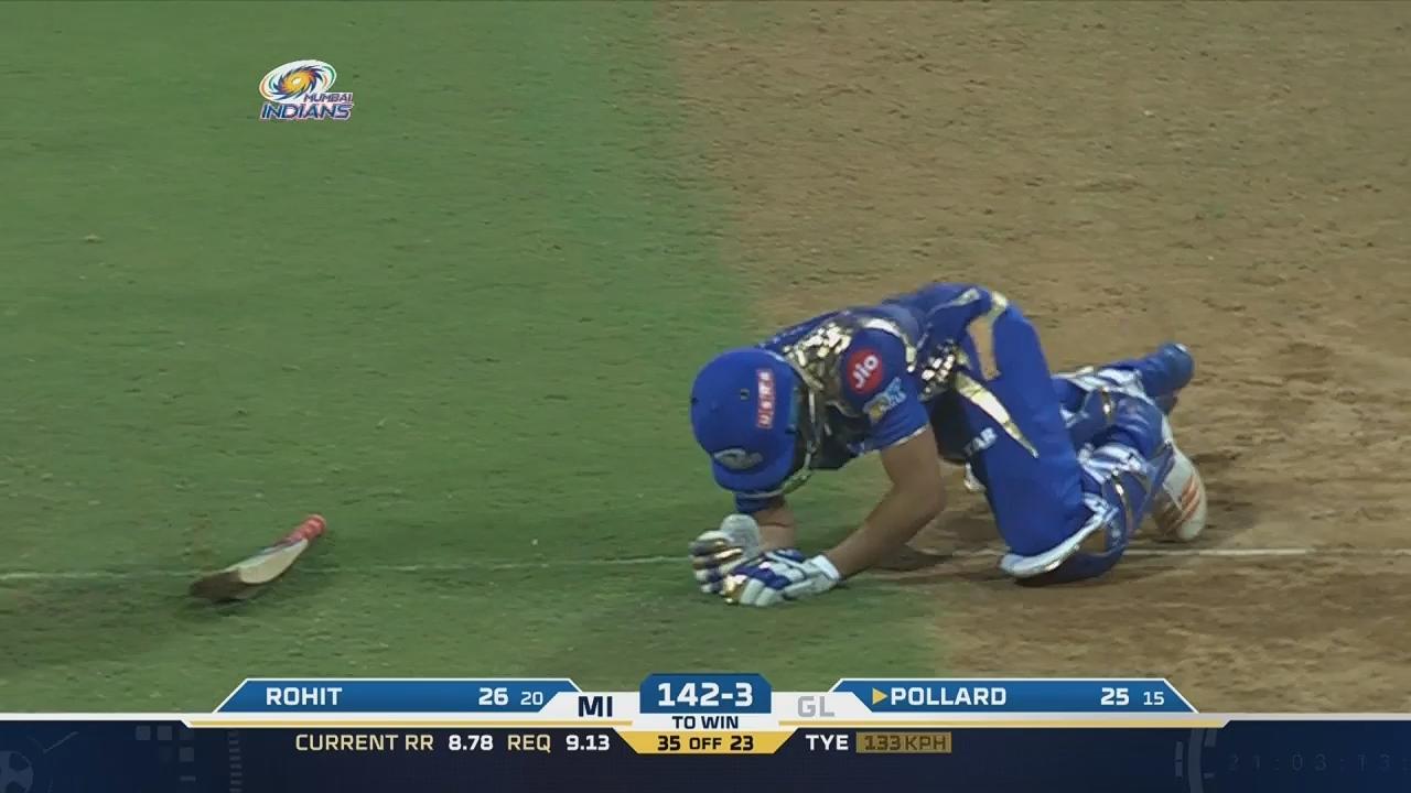 Watch OUT! Pollard just fired a bullet on partner Rohit Sharma background