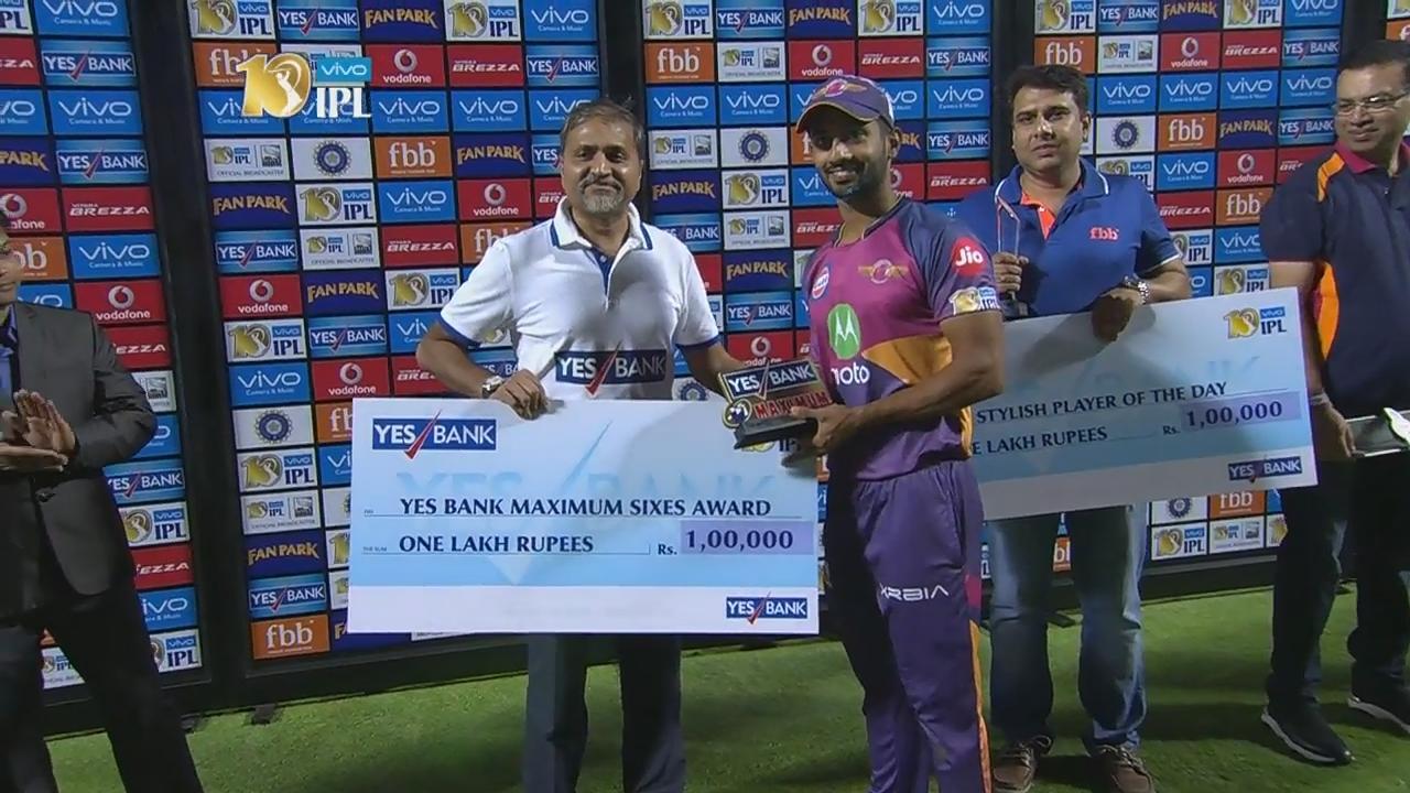 M34: RPS vs RCB – YES Bank Maximum Sixes – Rahul Tripathi background