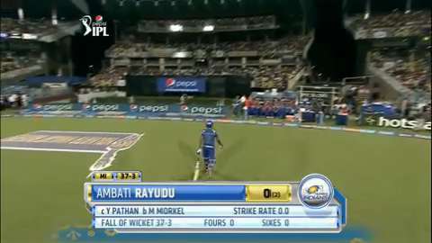 M1: KKR vs MI – Ambati Rayudu Wicket