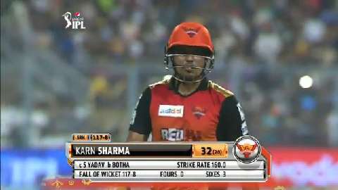 M38: KKR vs SRH – Karn Sharma Wicket