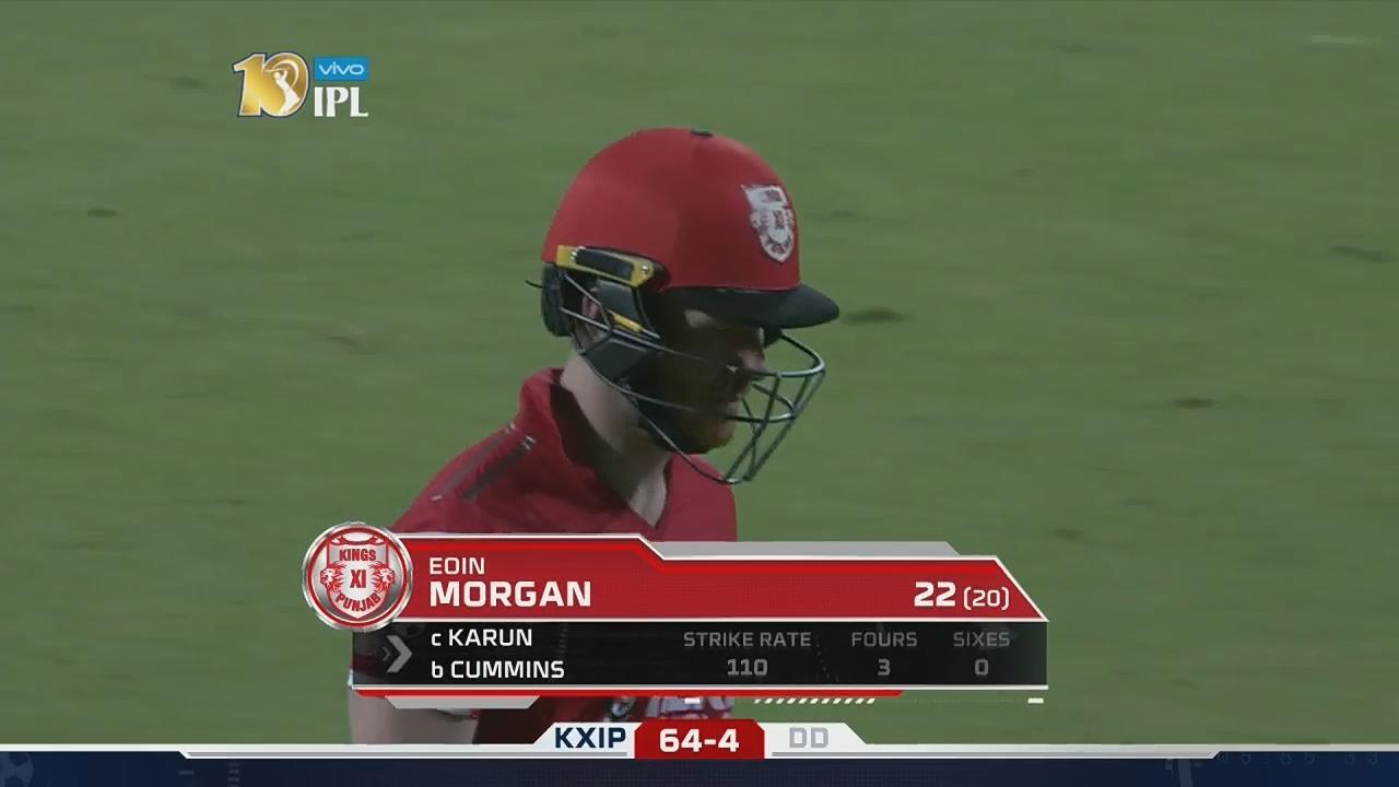 M15: DD vs KXIP – Eoin Morgan Wicket