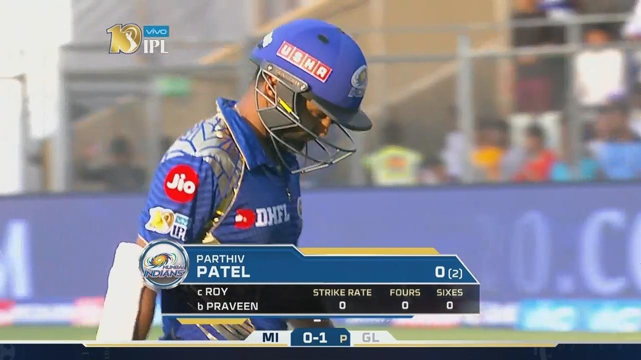M16: MI vs GL – Parthiv Patel Wicket