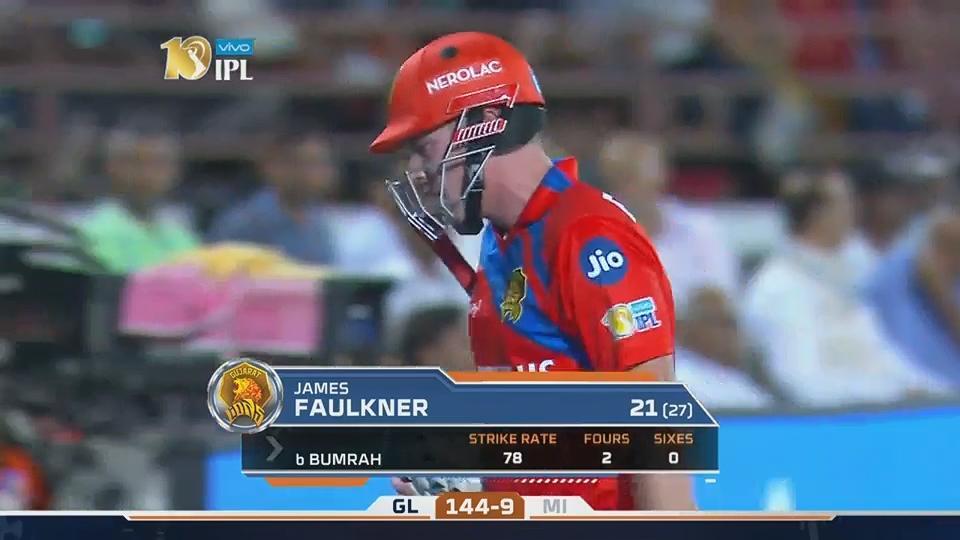M35: GL vs MI – James Faulkner Wicket