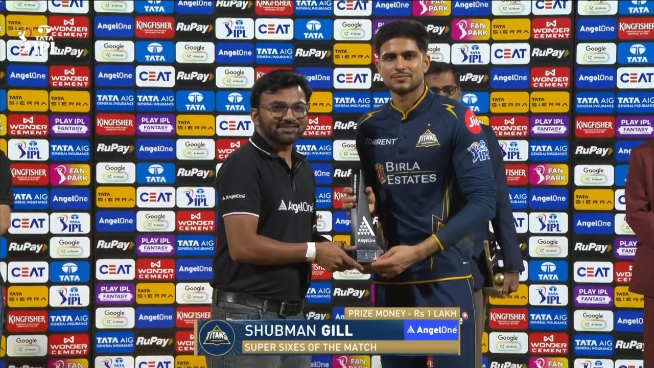 IPL 2026 M14: DC vs GT - Angel One Super Sixes of the Match - Shubman Gill
