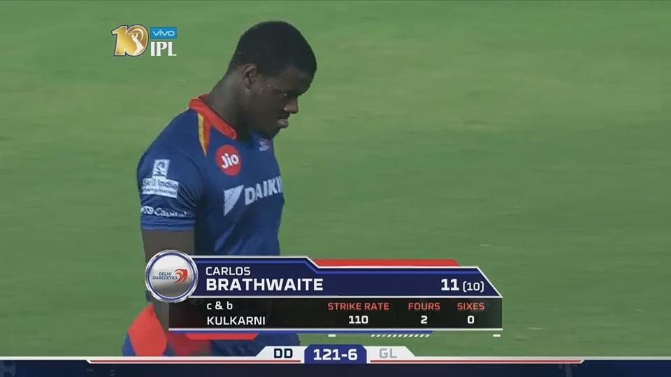 M50: GL vs DD – Carlos Brathwaite Wicket
