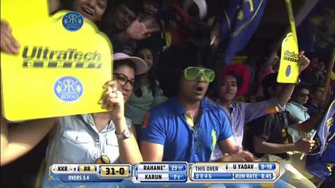 M25: RR vs KKR– Ajinkya Rahane Six