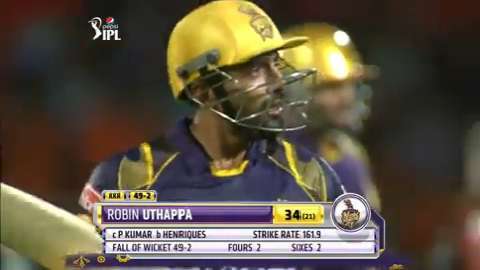 M19: SRH vs KKR – Robin Uthappa Wicket