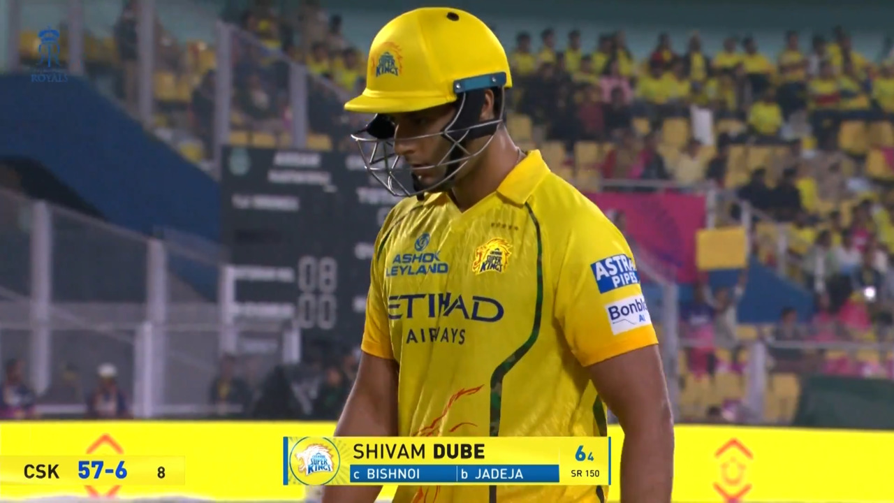 IPL 2026 M03: RR vs CSK - Shivam Dube Wicket