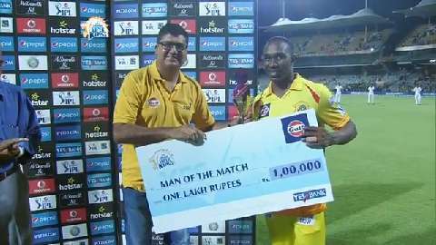 M28: CSK vs KKR – Man of the Match – Dwayne Bravo background